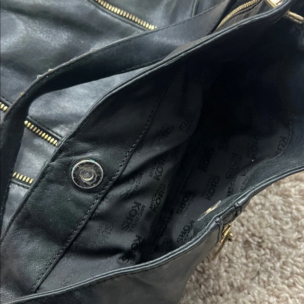 Michael Kors Black Shoulder Bag with Gold Accents